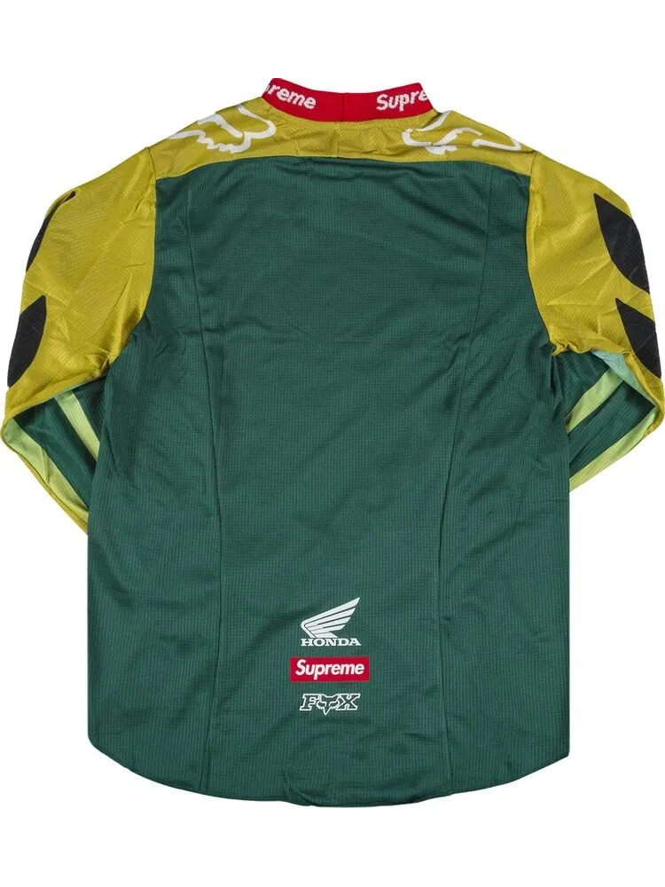 Футболка Supreme x Honda Fox Racing Moto Jersey 'Moss' — изображение 2 из 3, зеленый
