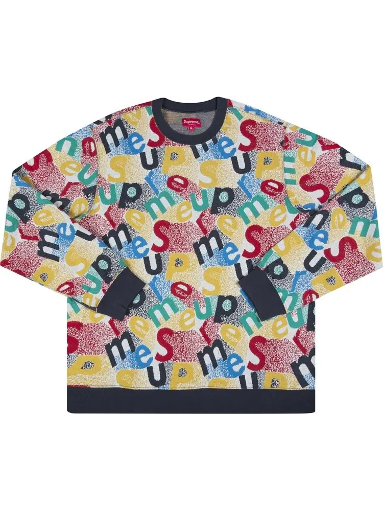 Толстовка Supreme Scatter Text Crewneck 'Navy' — изображение 1 из 2, синий