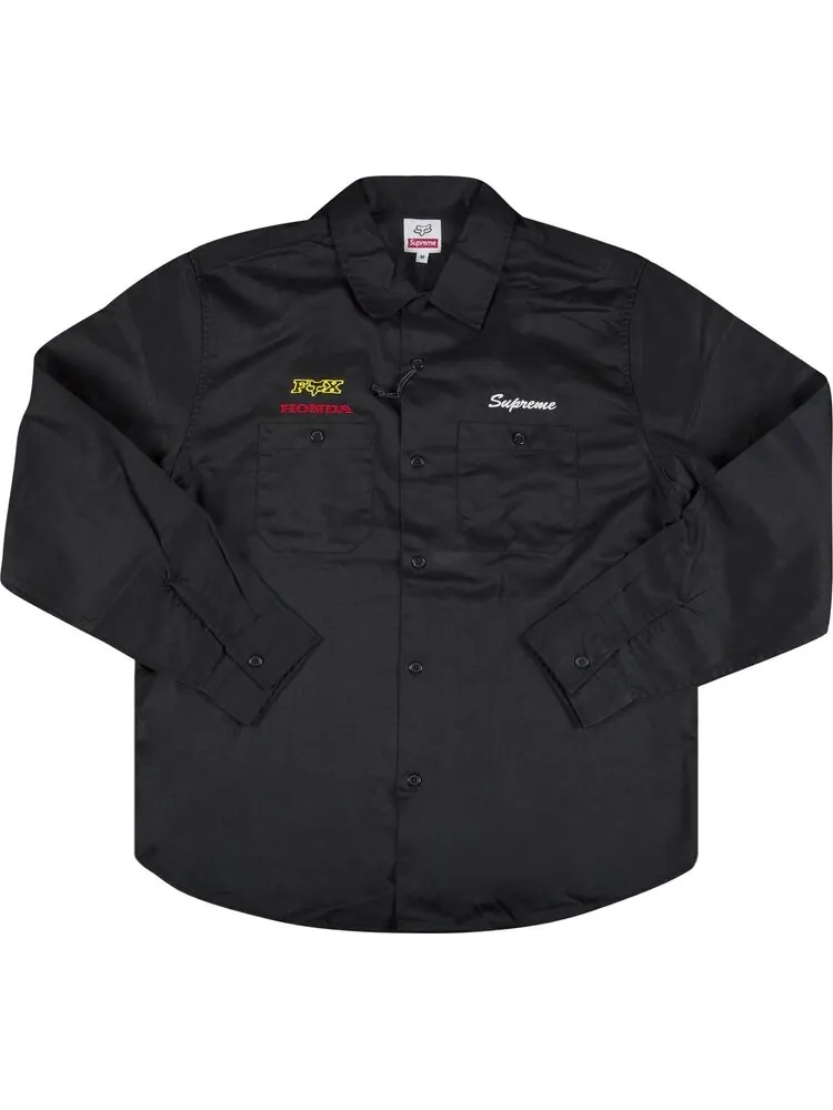 Рубашка Supreme x Honda Fox Racing Work Shirt 'Black' — изображение 1 из 3, черный