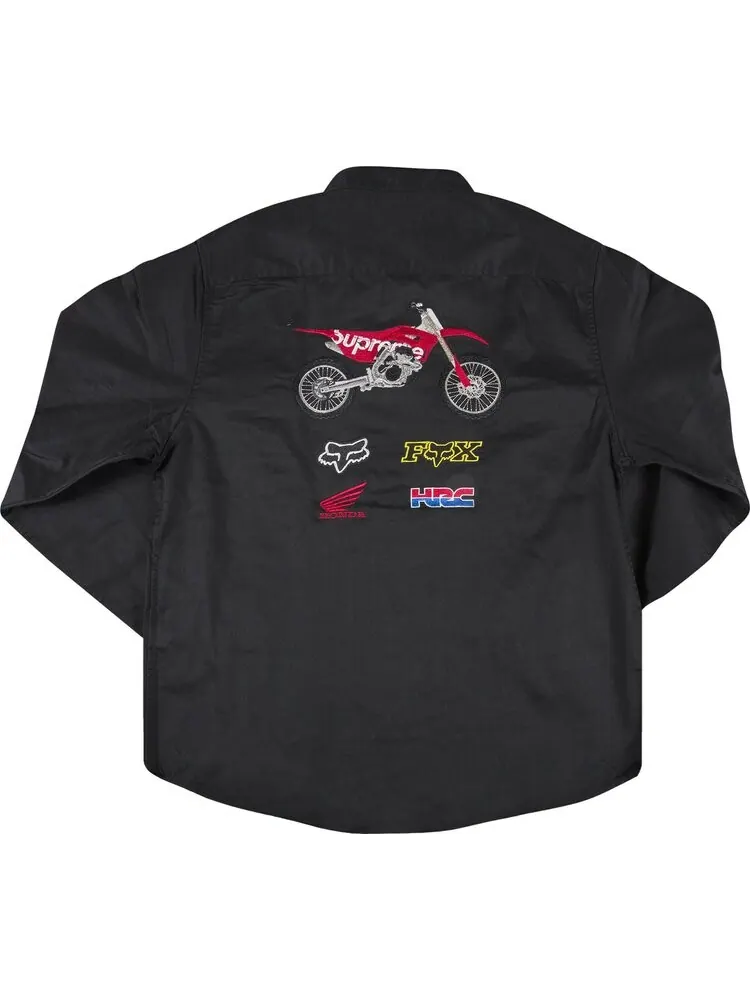Рубашка Supreme x Honda Fox Racing Work Shirt 'Black' — изображение 2 из 3, черный