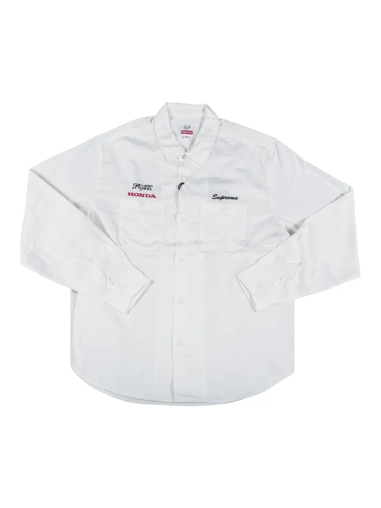 Рубашка Supreme x Honda Fox Racing Work Shirt 'White' — изображение 1 из 3, белый