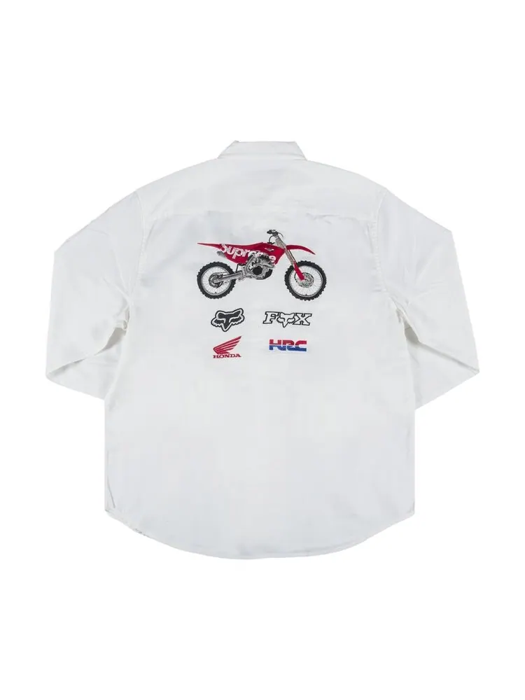 Рубашка Supreme x Honda Fox Racing Work Shirt 'White' — изображение 2 из 3, белый