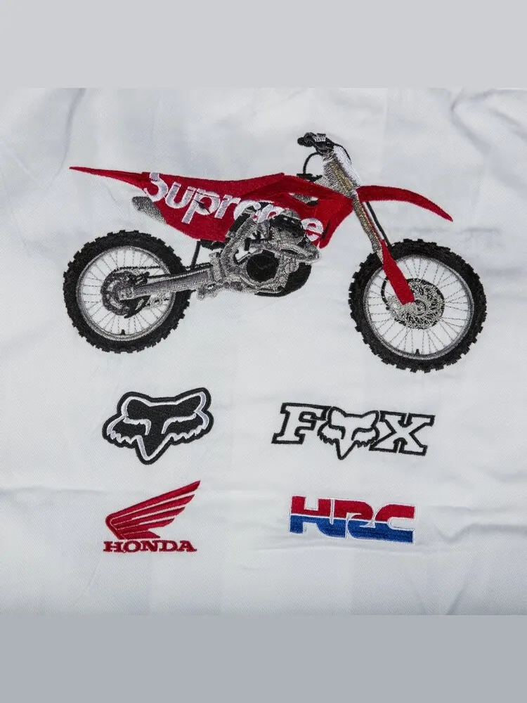 Рубашка Supreme x Honda Fox Racing Work Shirt 'White' — изображение 3 из 3, белый