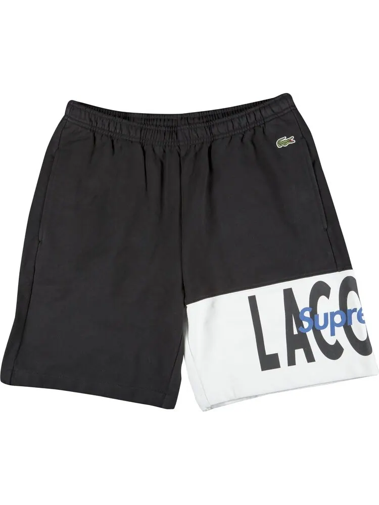 Спортивные шорты Supreme x Lacoste Logo Panel Sweatshort 'Black' — изображение 1 из 3, черный
