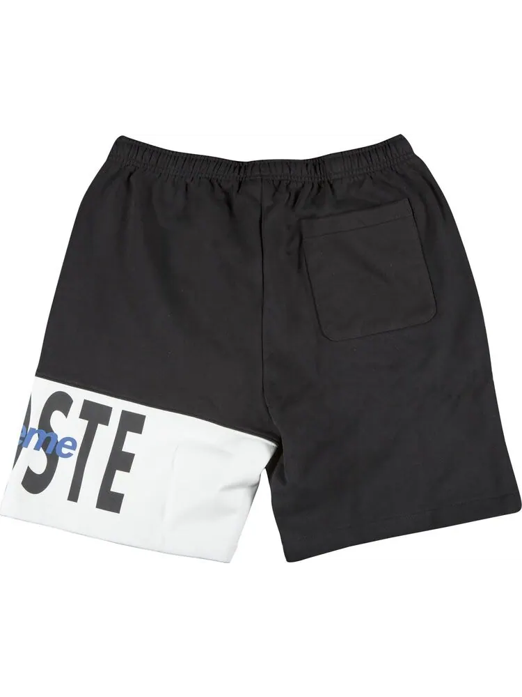 Спортивные шорты Supreme x Lacoste Logo Panel Sweatshort 'Black' — изображение 2 из 3, черный