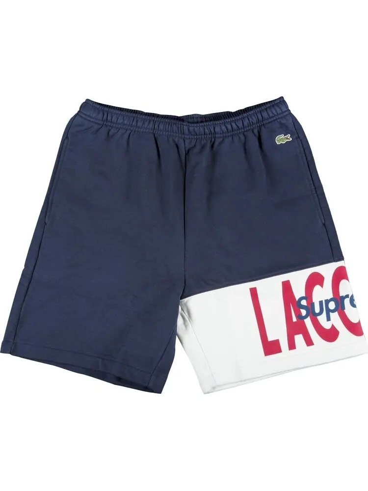Спортивные шорты Supreme x Lacoste Logo Panel Sweatshort 'Navy' — изображение 1 из 3, синий
