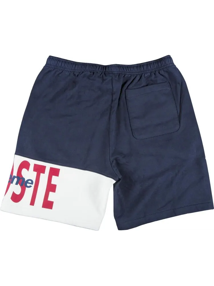 Спортивные шорты Supreme x Lacoste Logo Panel Sweatshort 'Navy' — изображение 2 из 3, синий