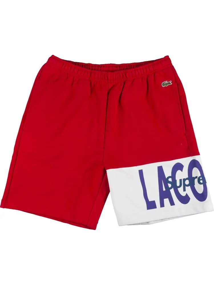Спортивные шорты Supreme x Lacoste Logo Panel Sweatshort 'Red' — изображение 1 из 3, красный