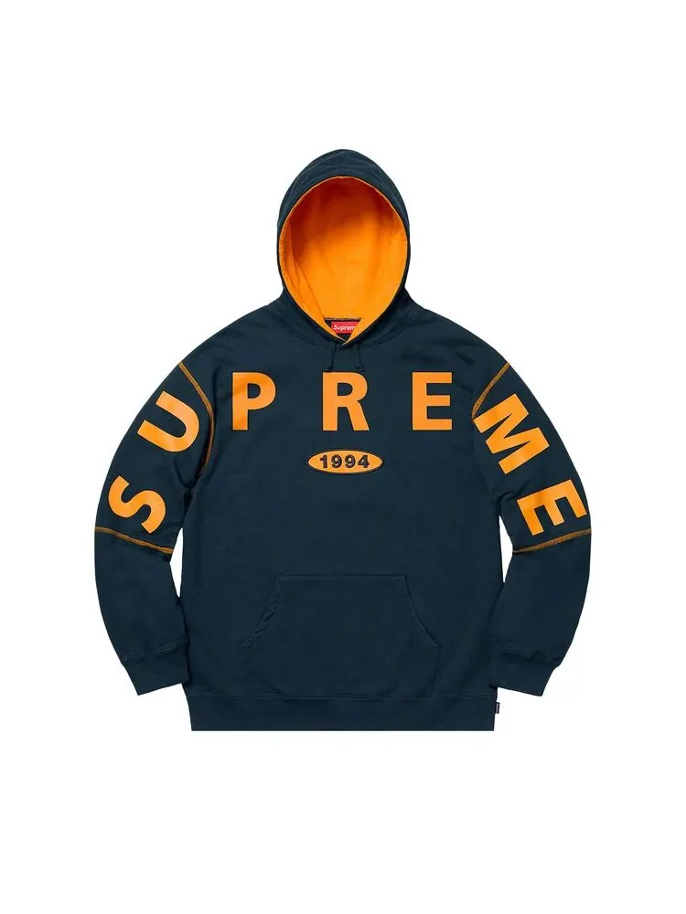 Толстовка Supreme Spread Logo Hooded Sweatshirt Navy — изображение 1 из 1, темно-синий