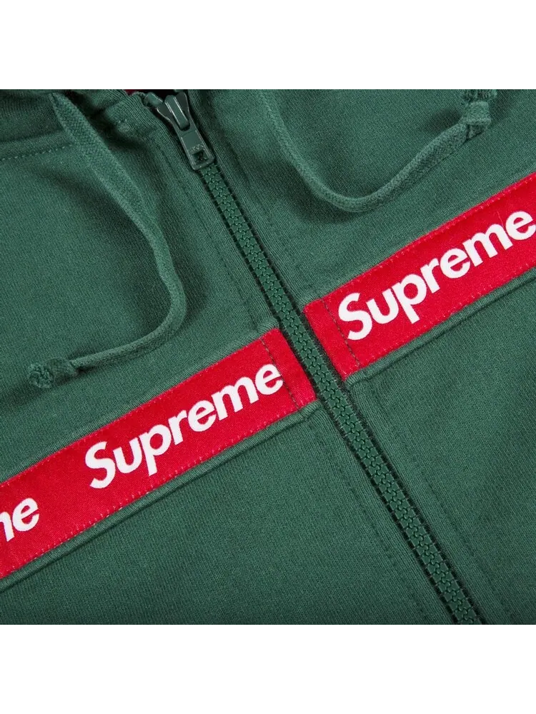 Толстовка Supreme Text Stripe Zip Up Hooded Sweatshirt 'Green' — изображение 2 из 2, зеленый