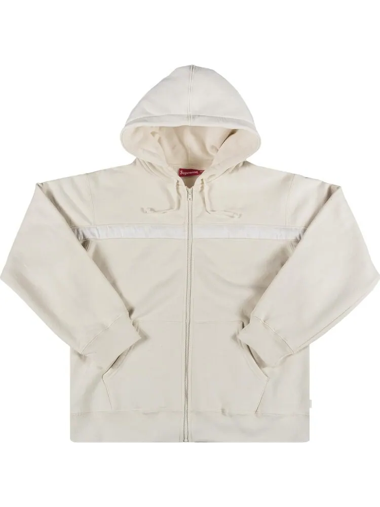 Толстовка Supreme Text Stripe Zip Up Hooded Sweatshirt 'Natural' — изображение 1 из 2, загар