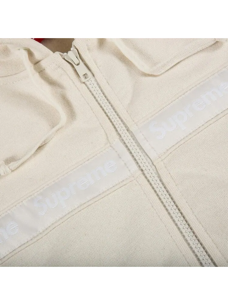 Толстовка Supreme Text Stripe Zip Up Hooded Sweatshirt 'Natural' — изображение 2 из 2, загар