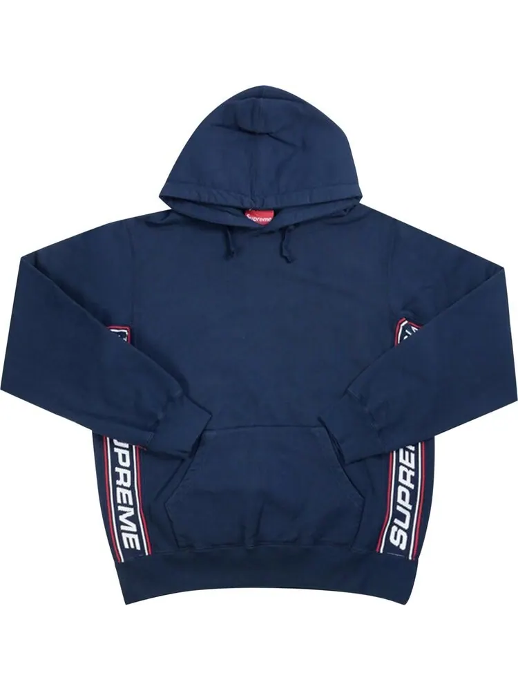 Толстовка Supreme Text Rib Hooded Sweatshirt 'Navy' — изображение 1 из 1, синий