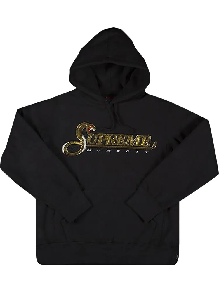 Толстовка Supreme Sequin Viper Hooded Sweatshirt 'Black' — изображение 1 из 1, черный