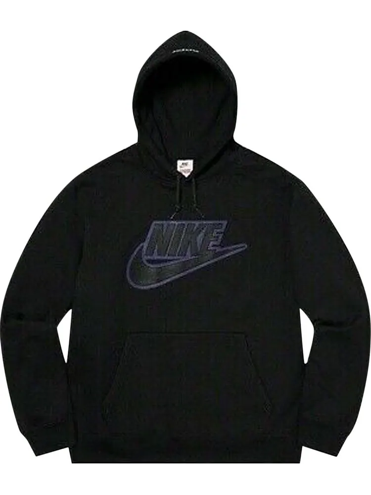 Толстовка Supreme x Nike Leather Appliqué Hooded Sweatshirt 'Black' — изображение 1 из 1, черный