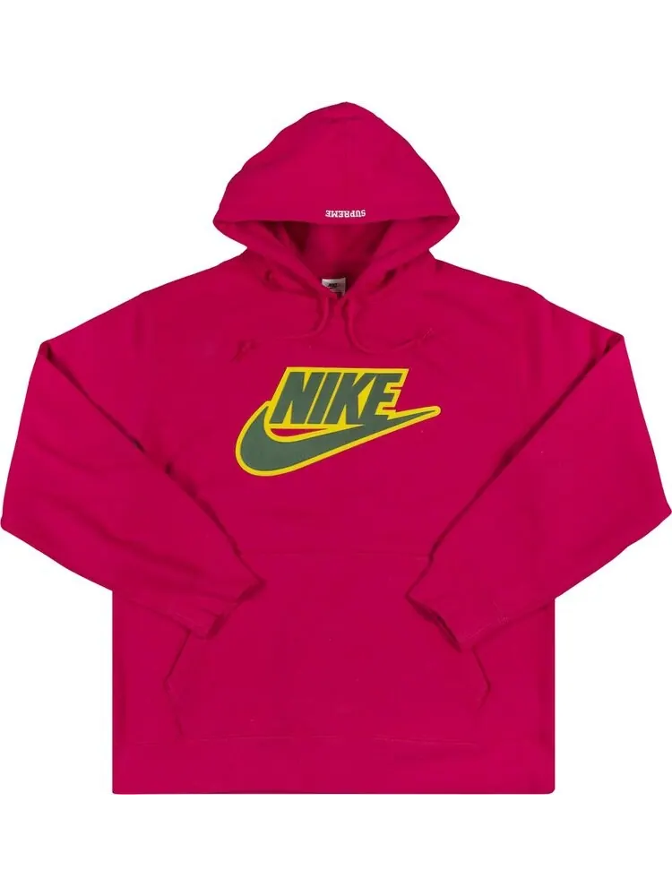 Толстовка Supreme x Nike Leather Appliqué Hooded Sweatshirt 'Red' — изображение 1 из 2, красный