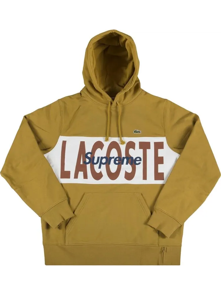 Толстовка Supreme x Lacoste Logo Panel Hooded Sweatshirt 'Gold' — изображение 1 из 2, золото