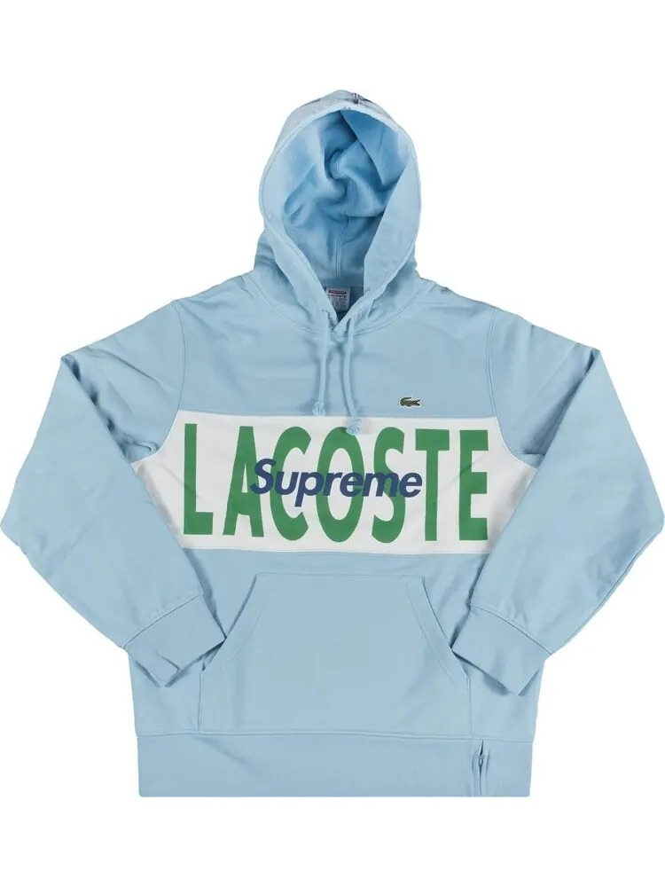 Толстовка Supreme x Lacoste Logo Panel Hooded Sweatshirt 'Light Blue' — изображение 1 из 2, синий