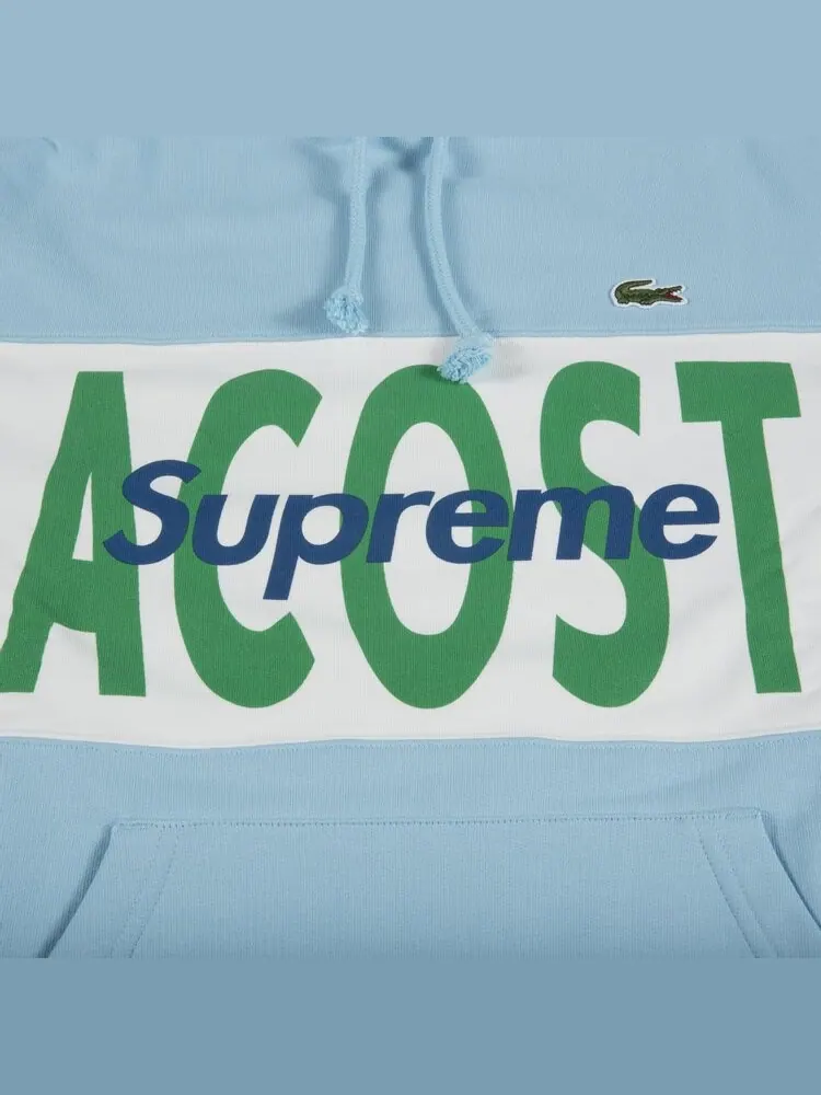 Толстовка Supreme x Lacoste Logo Panel Hooded Sweatshirt 'Light Blue' — изображение 2 из 2, синий