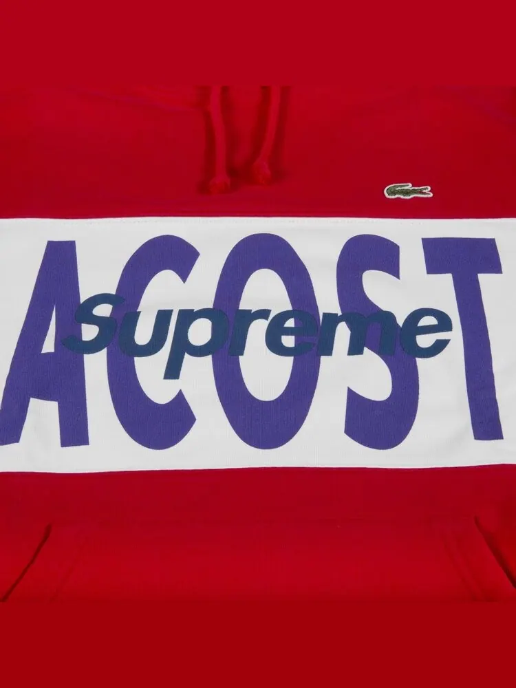 Толстовка Supreme x Lacoste Logo Panel Hooded Sweatshirt 'Red' — изображение 2 из 2, красный