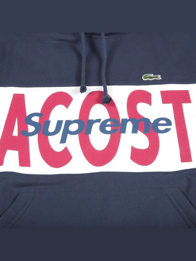 Толстовка Supreme x Lacoste Logo Panel Hooded Sweatshirt 'Navy' — изображение 2 из 2, синий