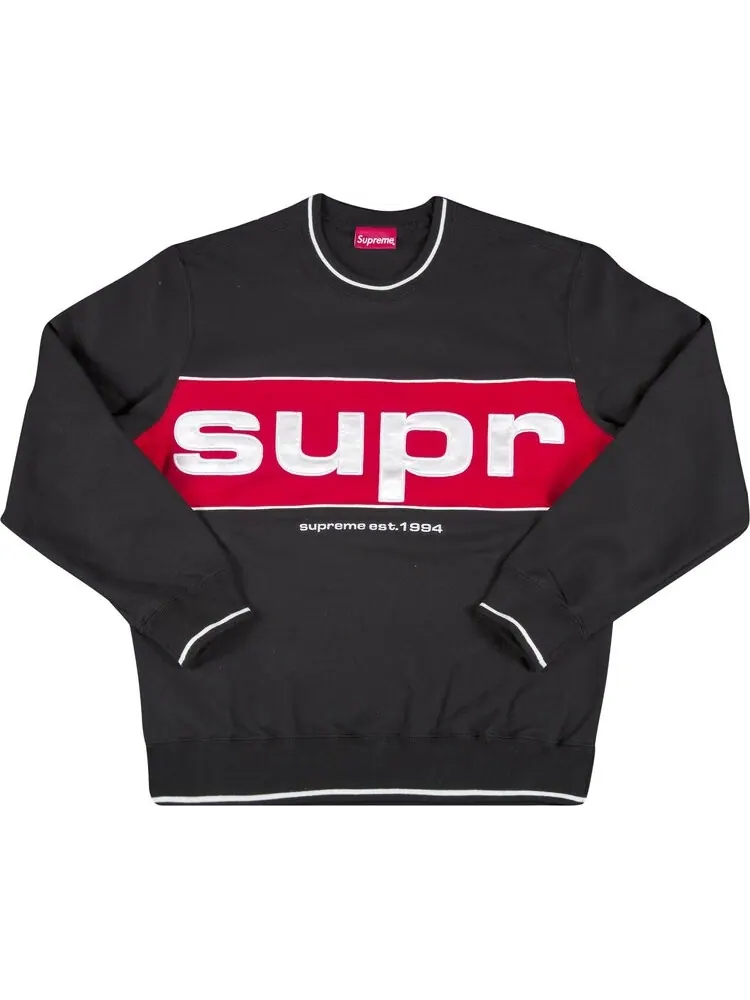 Толстовка Supreme Piping Crewneck 'Black' — изображение 1 из 3, черный