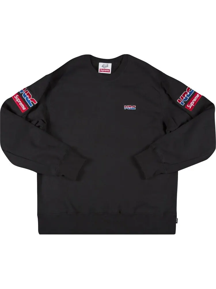 Толстовка Supreme x Honda Fox Racing Crewneck 'Black' — изображение 1 из 3, черный