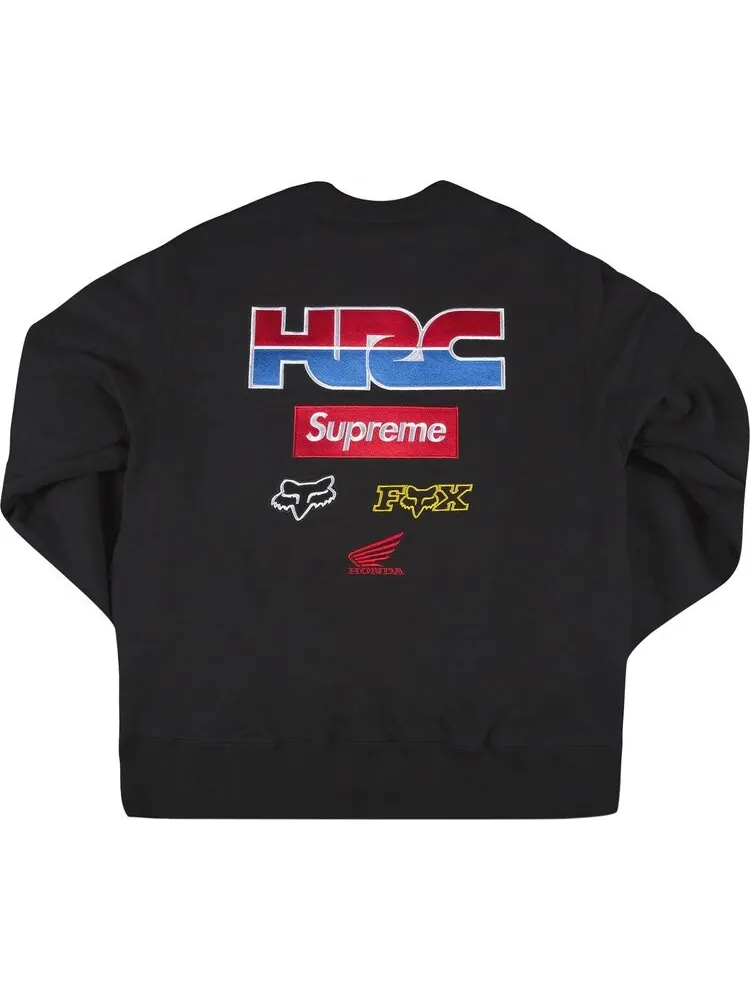 Толстовка Supreme x Honda Fox Racing Crewneck 'Black' — изображение 2 из 3, черный