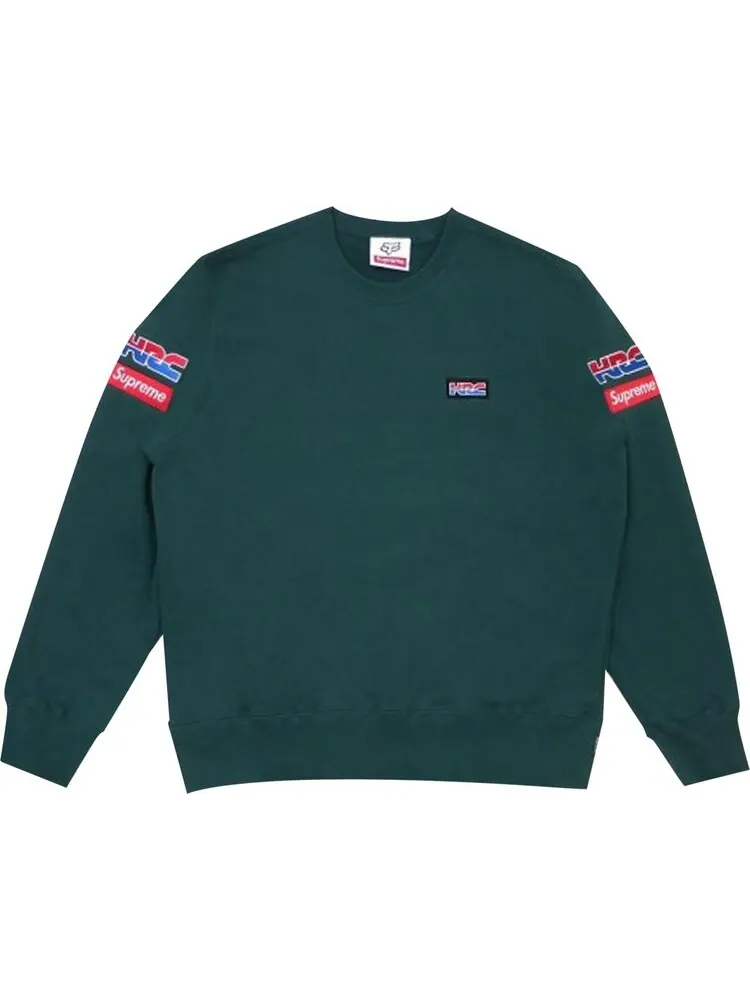 Толстовка Supreme x Honda Fox Racing Crewneck 'Dark Green' — изображение 1 из 1, зеленый