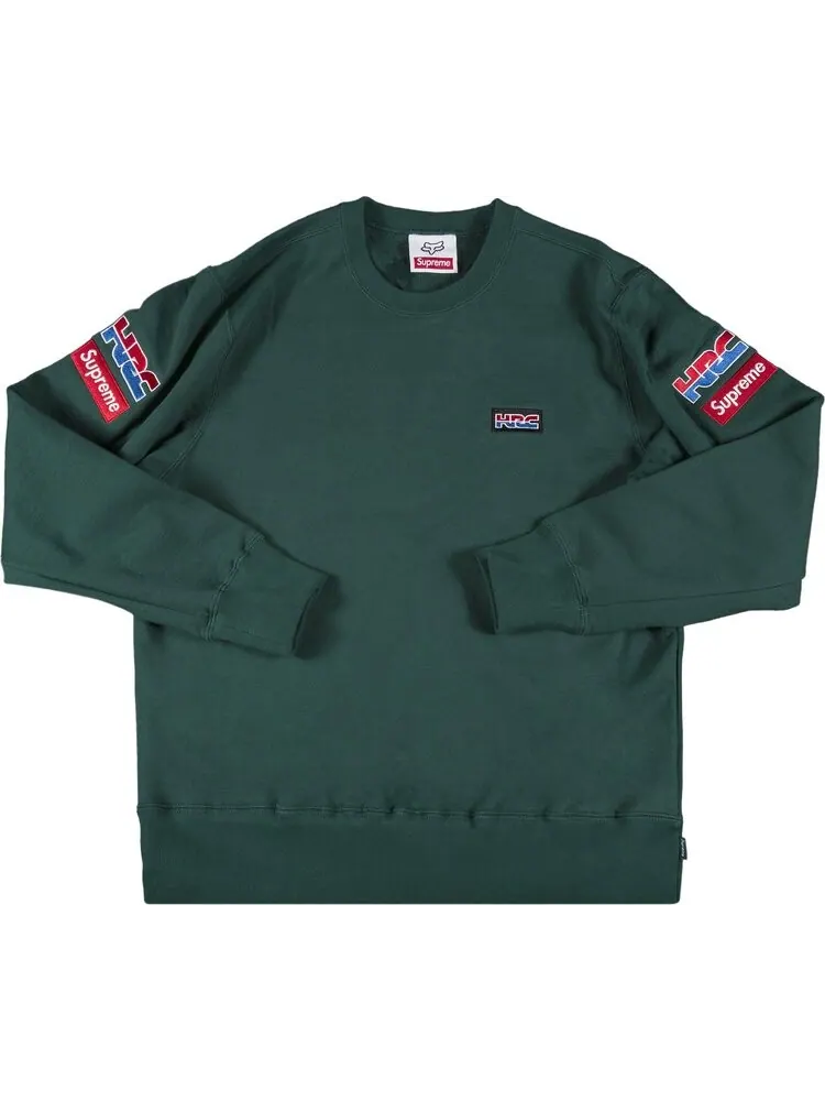 Толстовка Supreme x Honda Fox Racing Crewneck 'Green' — изображение 1 из 3, зеленый