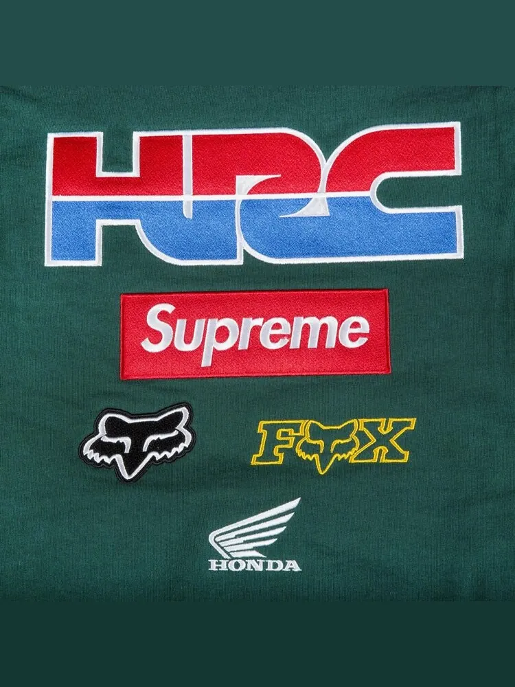 Толстовка Supreme x Honda Fox Racing Crewneck 'Green' — изображение 3 из 3, зеленый