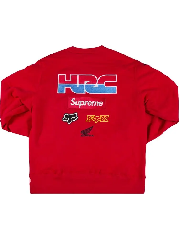 Толстовка Supreme x Honda Fox Racing Crewneck 'Red' — изображение 2 из 3, красный