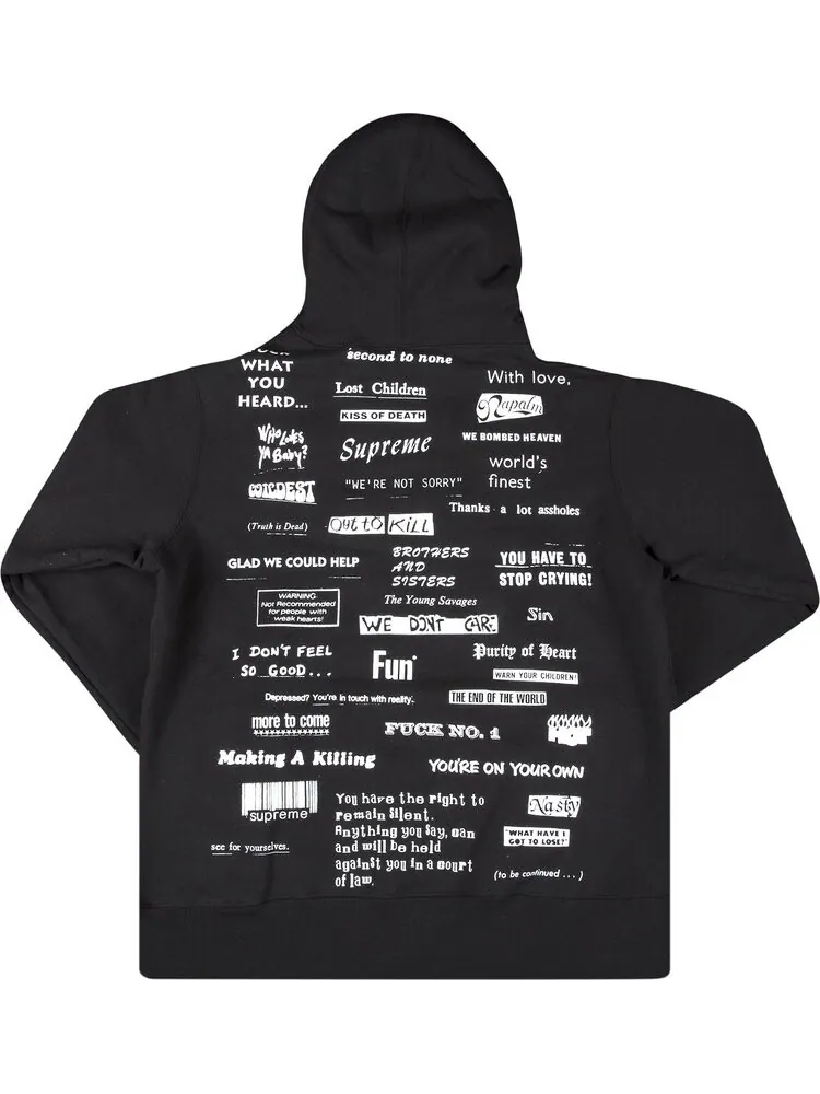 Толстовка Supreme Stop Crying Hooded Sweatshirt 'Black' — изображение 2 из 3, черный