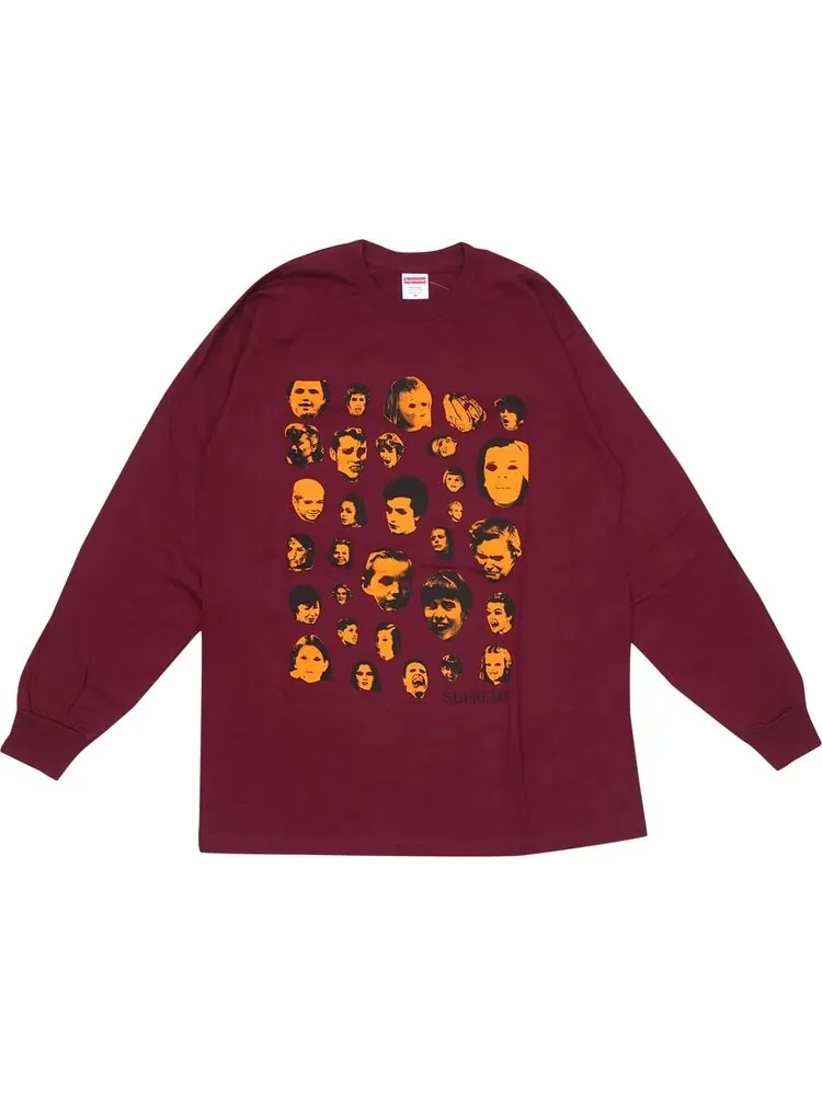 Лонгслив Supreme Faces Long-Sleeve Tee 'Burgundy' — изображение 1 из 1, красный