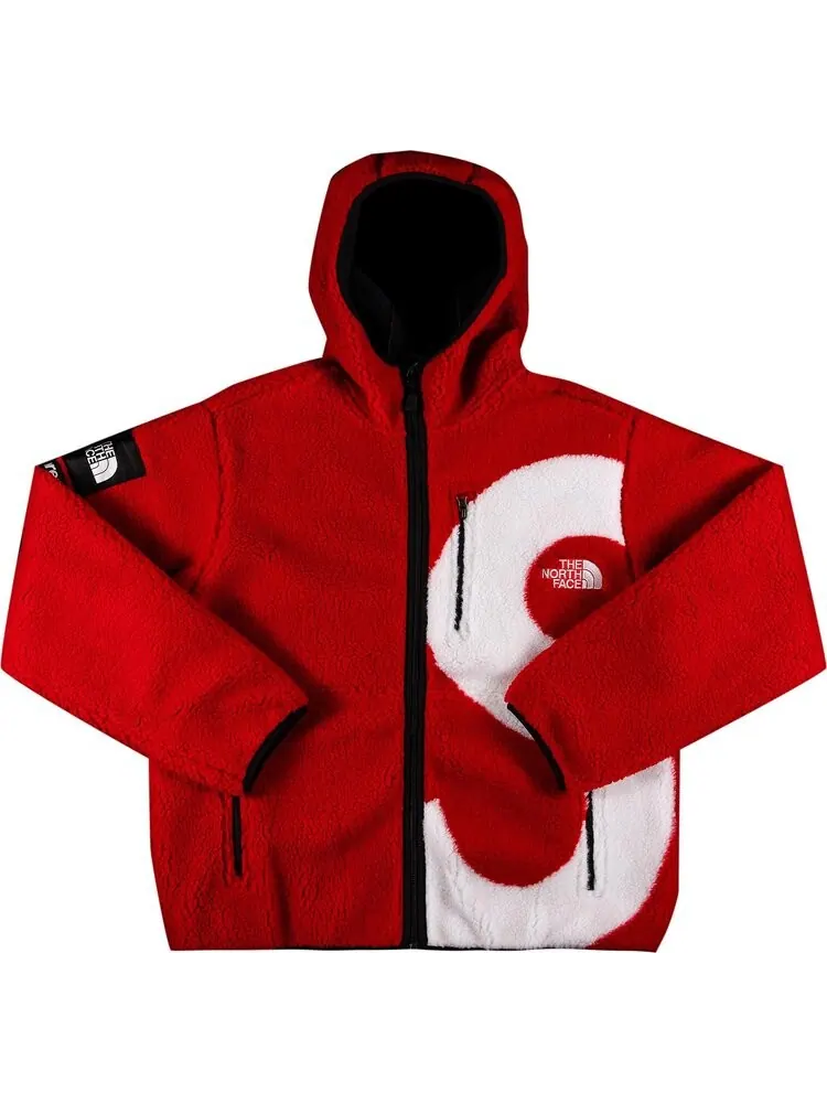 Куртка Supreme x The North Face S Logo Hooded Fleece Jacket 'Red' — изображение 1 из 3, красный