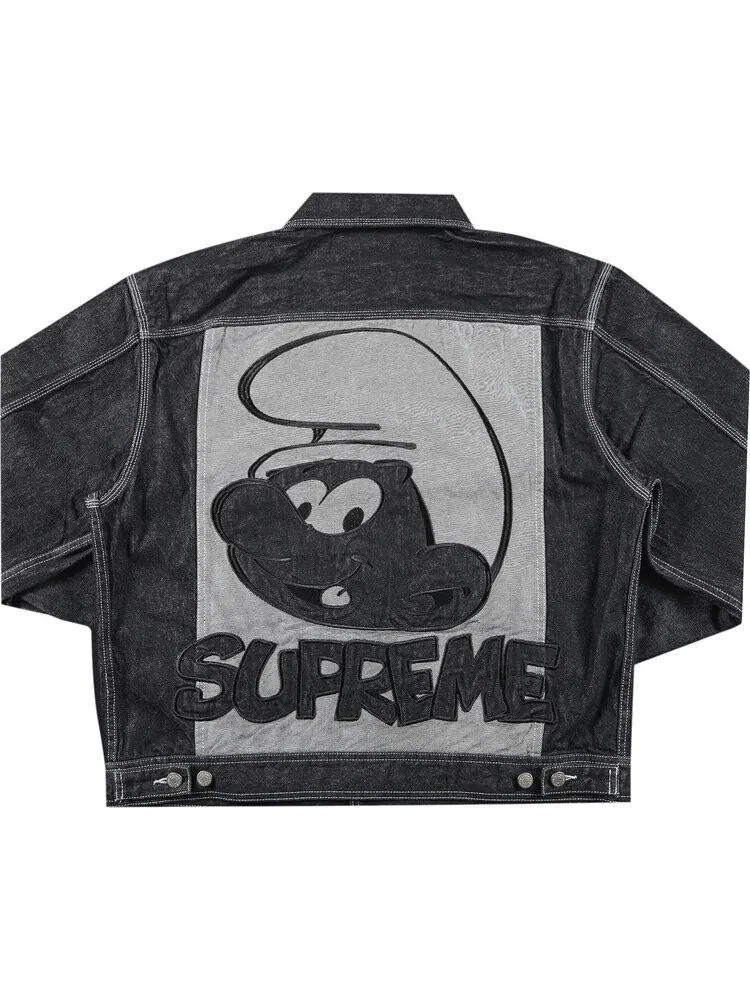 Куртка Supreme x Smurfs Denim Trucker Jacket 'Black' — изображение 2 из 3, черный