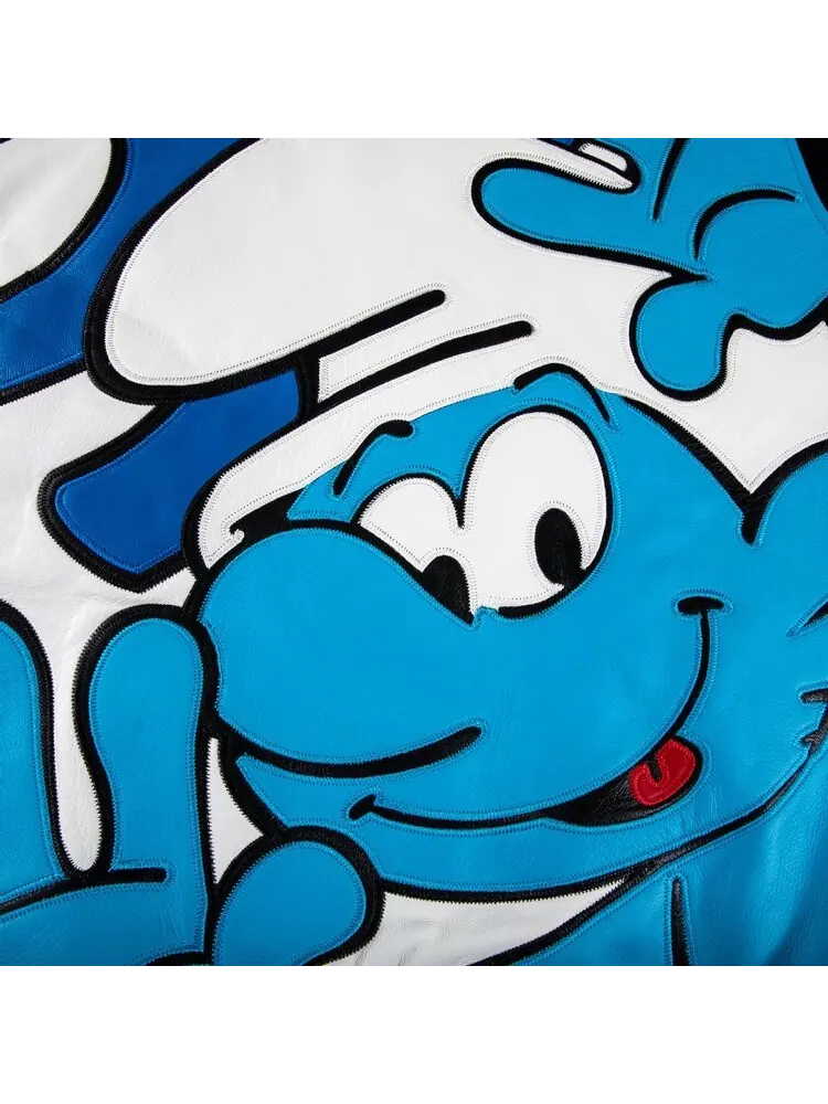 Куртка Supreme x Smurfs Leather Varsity Jacket 'Black' — изображение 3 из 3, черный