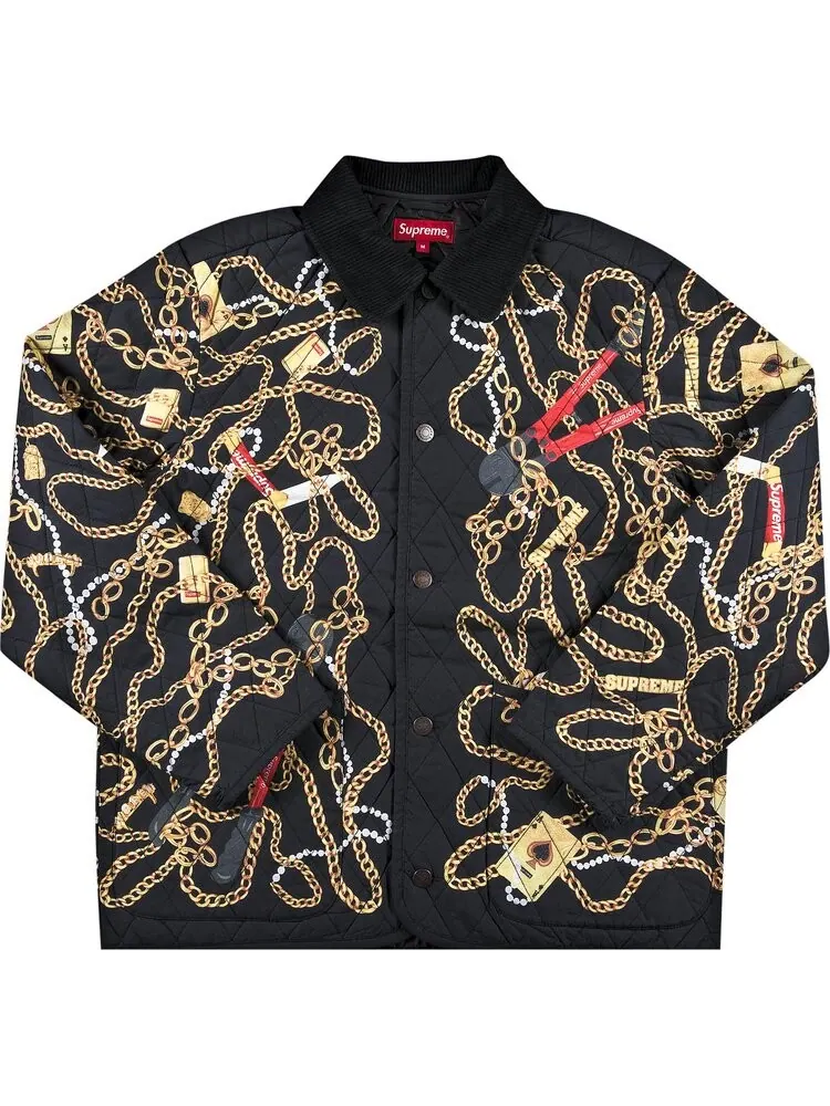 Куртка Supreme Chains Quilted Jacket 'Black' — изображение 1 из 2, черный