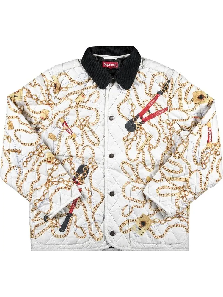 Куртка Supreme Chains Quilted Jacket 'White' — изображение 1 из 2, белый