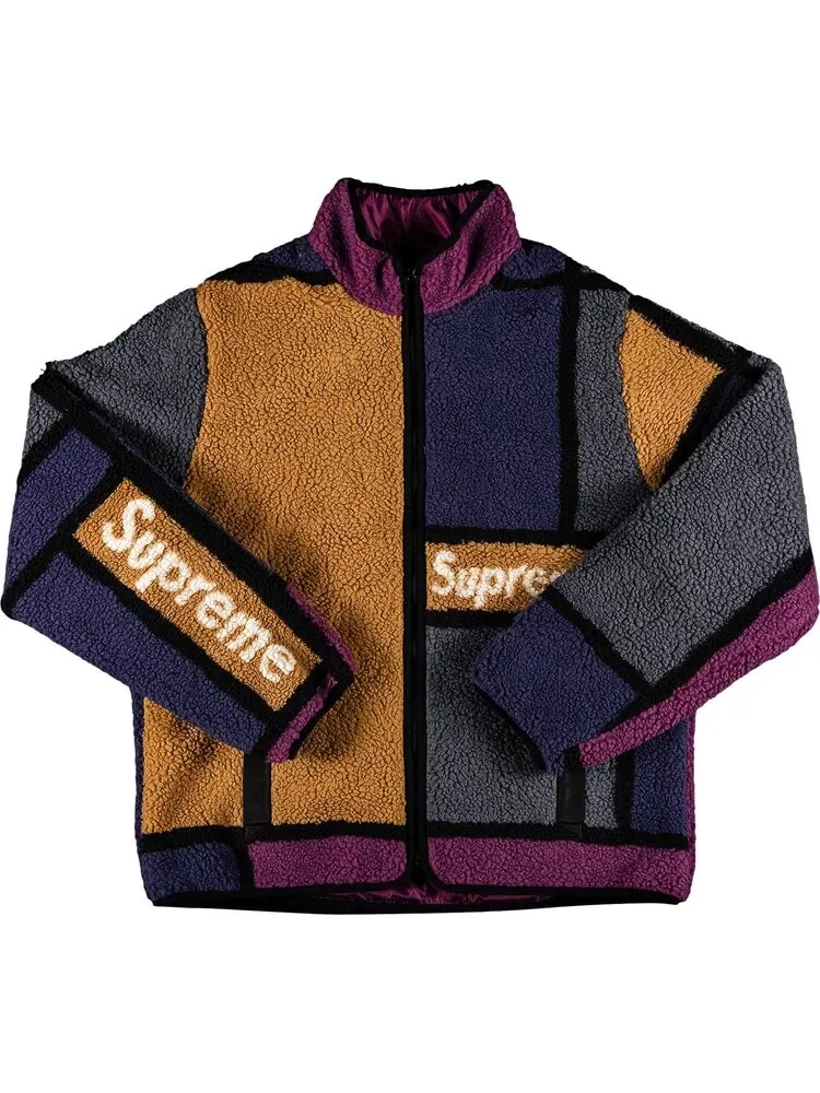 Куртка Supreme Reversible Colorblocked Fleece Jacket 'Purple' — изображение 1 из 3, фиолетовый