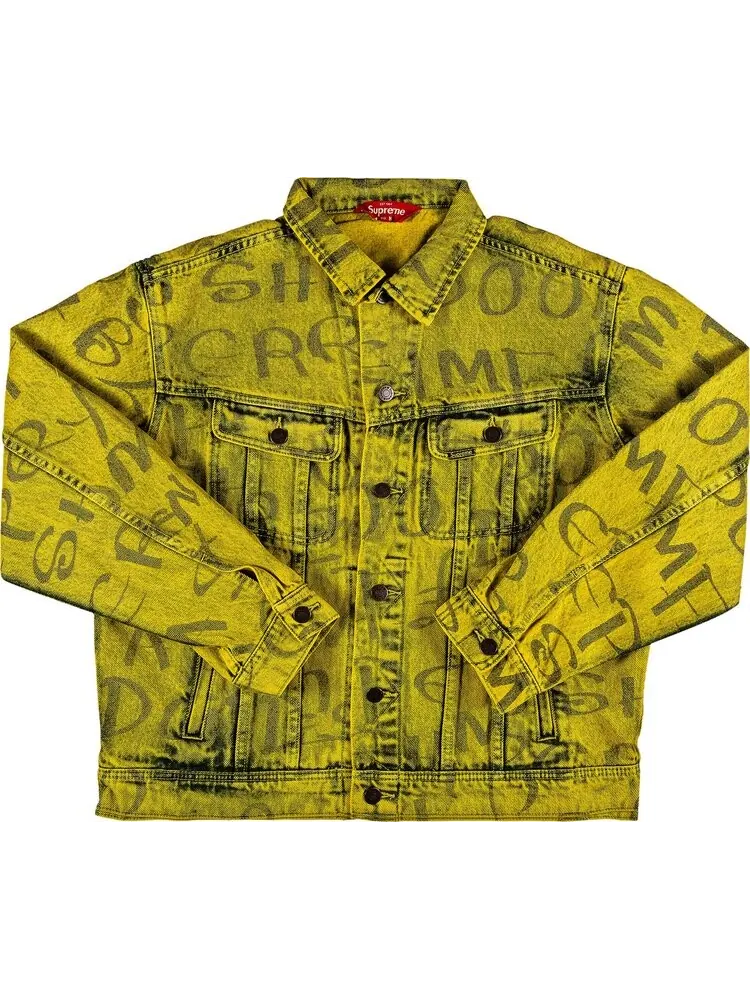 Куртка Supreme Black Ark Denim Trucker Jacket 'Fluorescent Yellow' — изображение 1 из 2, желтый