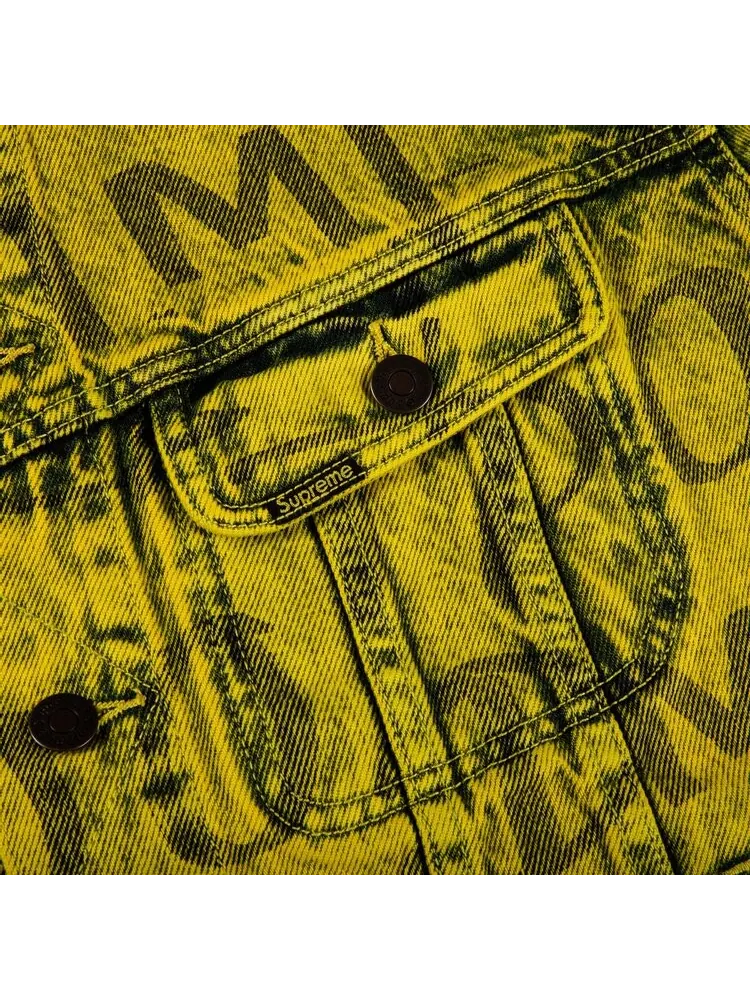 Куртка Supreme Black Ark Denim Trucker Jacket 'Fluorescent Yellow' — изображение 2 из 2, желтый