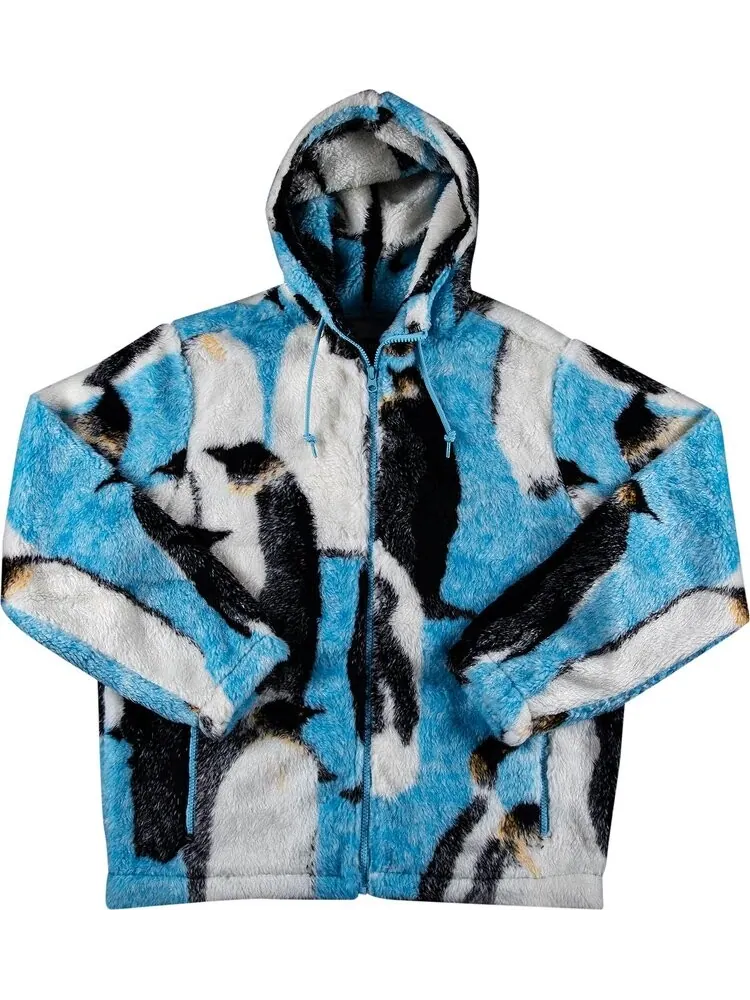 Куртка Supreme Penguins Hooded Fleece Jacket 'Blue' — изображение 1 из 3, синий