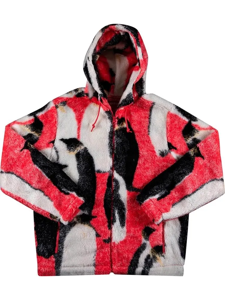 Куртка Supreme Penguins Hooded Fleece Jacket 'Pink' — изображение 1 из 3, розовый