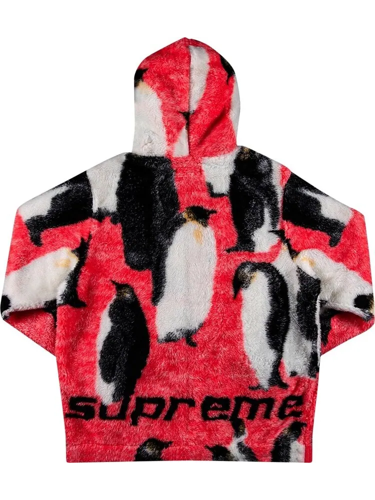 Куртка Supreme Penguins Hooded Fleece Jacket 'Pink' — изображение 2 из 3, розовый