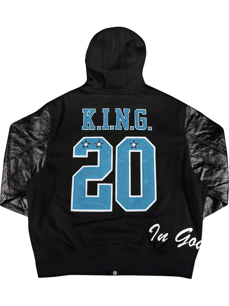 Куртка Supreme King Hooded Varsity Jacket 'Black' — изображение 2 из 3, черный