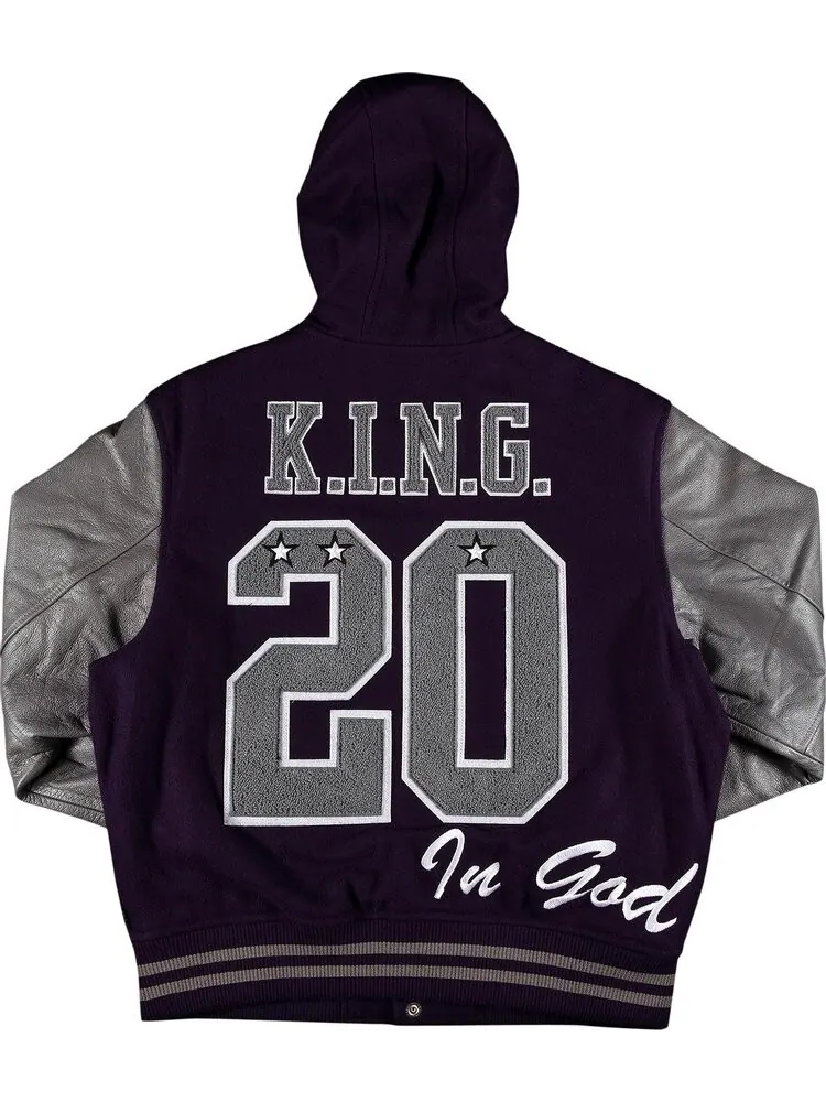 Куртка Supreme King Hooded Varsity Jacket 'Purple' — изображение 2 из 3, фиолетовый