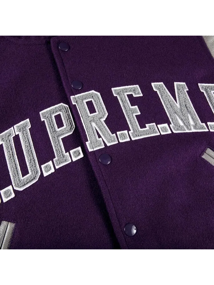 Куртка Supreme King Hooded Varsity Jacket 'Purple' — изображение 3 из 3, фиолетовый