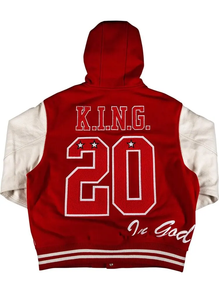 Куртка Supreme King Hooded Varsity Jacket 'Red' — изображение 2 из 3, красный