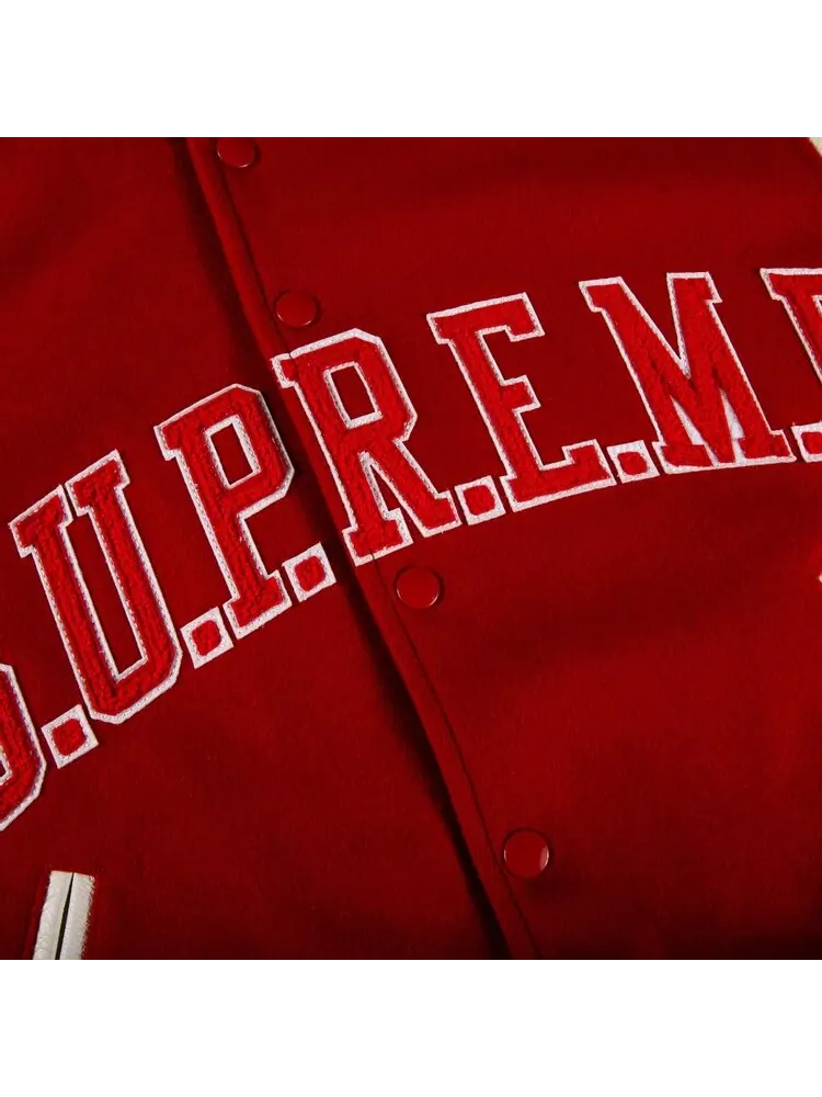 Куртка Supreme King Hooded Varsity Jacket 'Red' — изображение 3 из 3, красный